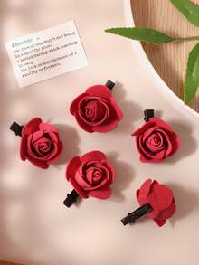 5pcs PE Foam Rose Hair Clips, Side Bangs Clamps, Bridal Wedding Updo, Daily Party Boho Style Hair Accessories - Multicolor - View 19