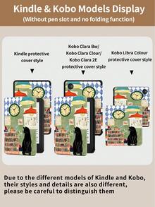 猫咪阅读图案平板电脑保护套，兼容 iPad 9.7/10.2/10.5/10.9/12.9/Pro 11（第十代），兼容三星 Galaxy Tab S6 Lite 10.4 英寸，兼容 Kindle Paperwhite（第十二代，2024 年发布），Kindle（第十一代，2022 年发布），轻柔防摔，智能支架/自动唤醒/睡眠功能 - 彩色 - 查看 11