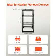 20U Open Frame Network Rack, 23 In Depth, Wall Mounted Or Floor Standing Server Rack, Heavy Duty 4 Post, With Vented Shelves & Mounting Hardware, Holds All Your Networking IT Equipment AV Gear - 20U - View 4