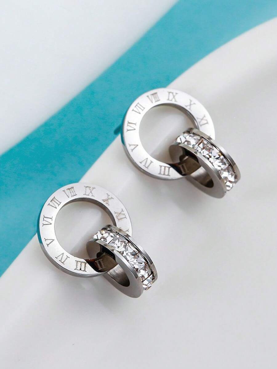 Luxury European And American Fashion Roman Numeral Necklace, Elegant And High-End Design For Women - Roman Earrings - View 1