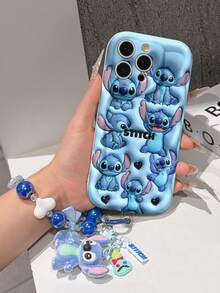 Disney Has Authorized, Phone Case - Chain Set, The Stitch Lilo & Stitch 3D Phone Case Plus A Silicone 3D Stitch Bracelet With Metallic Ring Removable Bracelet, Stitch And Angel Pattern, Compatible With Iphone 17/16/15/14/13/12/11/XS/XR/X Plus Pro Max, A Stylish Cartoon Phone Case, The Perfect Gift Choice, Phone Protection, Durable Phone Cover, Great Gift For Friends And Family - 白色款式B - 查看 5