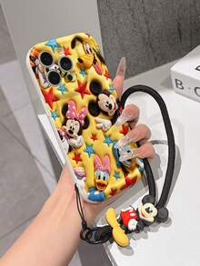 This Disney Mickey Mouse Lanyard Phone Case Is Fully Covered In TPU Material. It's Shockproof, Lightweight, And Compatible With IPhone17/16/11/13/15/15 Plus/15 Pro/15 Pro Max/12/14 Pro Max/11 Pro Max/12 Pro/12 Pro Max/13. This Phone Case Makes A Popular Birthday Gift Or Business Gift; It's Durable, Stain- And Fingerprint Resistant, And Suitable For Both Men And Women. The Set Also Includes A Mickey Mouse Phone Case And A Mickey Mouse Plush Bracelet. It's A Perfect Gift For Friends And Family. This Stylish Phone Case Is Fun, Lightweight, And Durable. IPhone17 Pro Max Phone Case, Minnie Mouse Phone Case. - trắng - Xem 2
