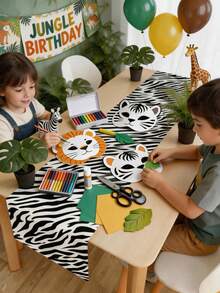 1 pieza Camino de mesa con estampado de rayas de animales, 180*35cm Cubierta de mesa de satén que incluye rayas de cebra, estampado de leopardo, rayas de tigre, rayas de vaca, decoración de fiesta de bebé, decoración de fiesta de cumpleaños "Wild One", decoración de fiesta de la selva safari, decoración de fiesta de 1er cumpleaños, decoración de fiesta con tema salvaje, decoración del hogar, decoración de cocina y comedor, decoración de baby shower, decoración rústica, esencial para reuniones familiares, decoración de fiesta de vacaciones - Multicolor - Ver 10