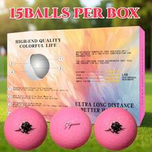 15pcs High Performance Golf Balls - Suitable For Practice And Competition, Professional Golf Balls With Double-Layer Structure, High Elasticity And Long Distance - Pink - View 9