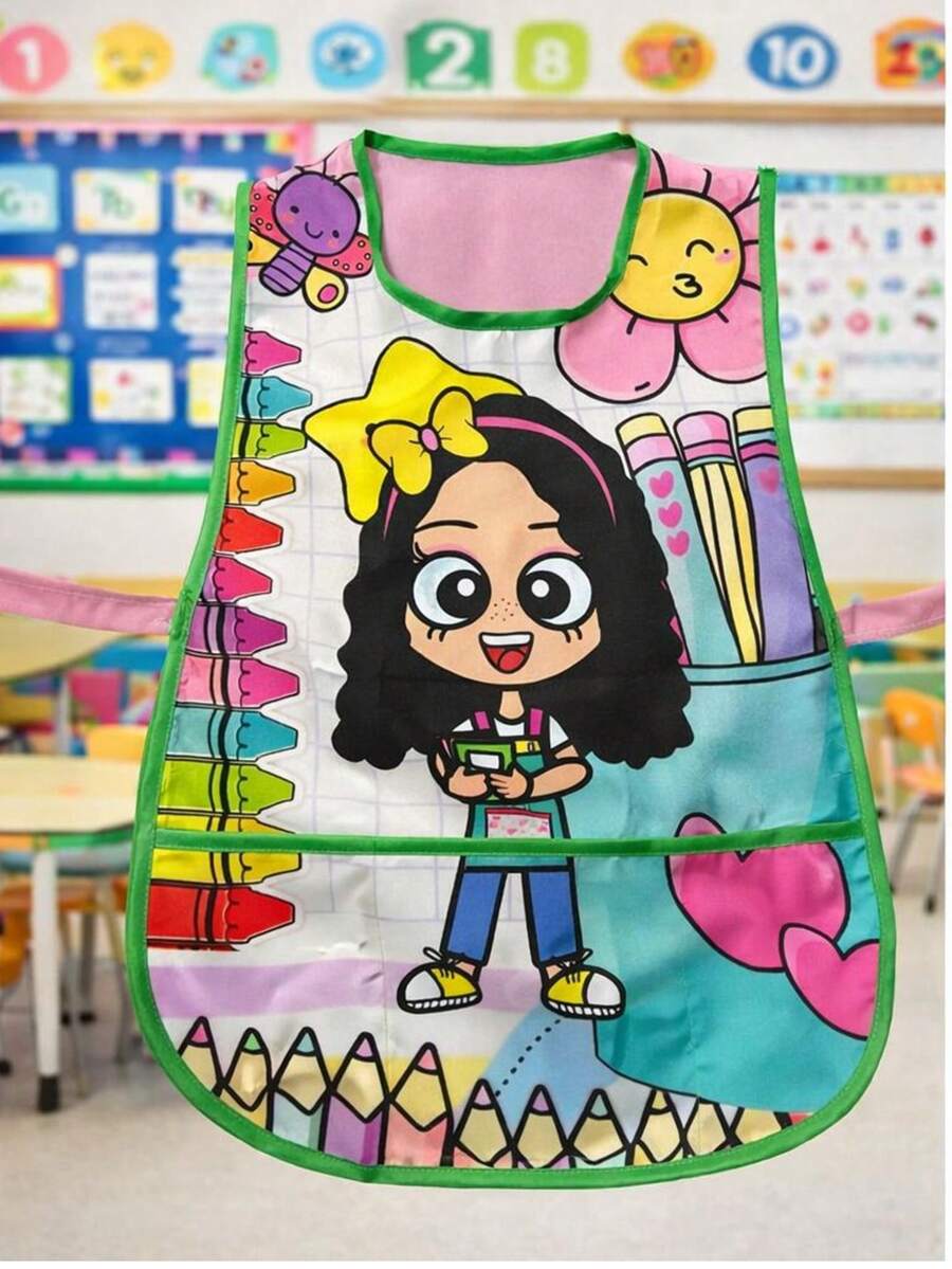 Gabán para Maestra con Bolsillos | Diseño Colorido Escolar | Cómodo, Ligero y Funcional - multicolor - Ver 1