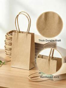 Thickened Kraft Paper Bags, Small Takeout Packaging Bags, 40pcs Baking Cookie Packaging Bags, Birthday Wedding Party Favor Bags, Restaurant Retail Shopping Gift Bags, Oil-Proof Universal Packaging Paper Bags - View 7