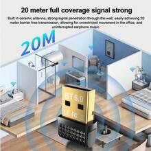 全新升级版 USB 蓝牙 6.0 (LMP:14.5X) 无线适配器，兼容 Windows 11/10/8.1 电脑，适用于无线鼠标、键盘、耳机、蓝牙音箱和蓝牙打印机。 - 查看 10