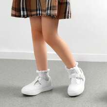 Girls Mary Jane School Uniform Shoes T-Strap Flat Sneakers Comfortable Lightweight Breathable Non-Slip For Toddler Little Kid - 白色 - 查看 2