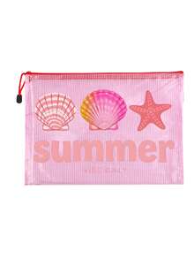 Waterproof PVC Beach Bag With "Summer" Beach Pattern, A4 Transparent Document Bag, Large Capacity Cosmetic Bag, Mesh Zipper Pouch, Portable Swimming Bag, Suitable For Swimming, Diving, Summer Vacation, Back To School, Outings, Daily Life, Travel Essentials, Perfect Gift For Family, Friends, Loved Ones, Teachers, Suitable For Birthdays, Holidays, Parties, Mother's Day, Back To School And Other Occasions - Multicolor - View 15