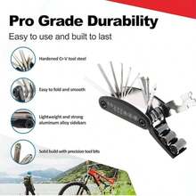 Bike Tool Kit, 16 In 1 Bike Multitool, Fold Bicycle Tool Kit, Mountain Bike Repair Kit, Routine Maintenance And Emergency Repairs - Black - View 8