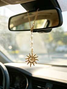 1 pieza Colgante de coche con forma de sol estilo bohemio, decoración para el espejo retrovisor interior - A - Ver 1
