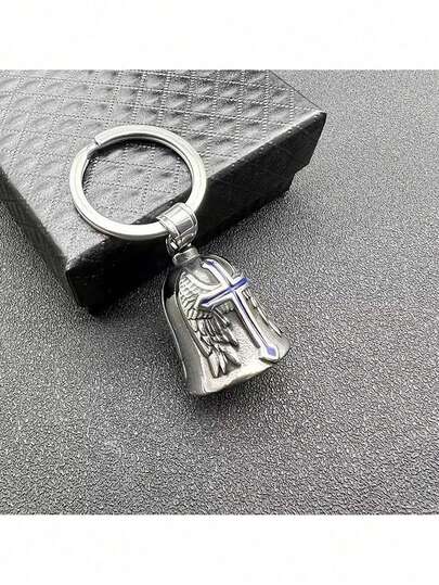 Campana de Ángel de la Guarda para Motocicletas: Accesorios para Motociclistas y Hombres | Regalos para Pilotos - Campana con Cruz Cristiana para Moteros, Pilotos y Mascotas: <<Buena Suerte y Que Dios te Acompañe»