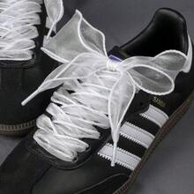 White Satin Ribbon Shoelaces, Ballerina Tulle Satin Shoelaces For Women, Suitable For Small White Shoes - Beige - View 1