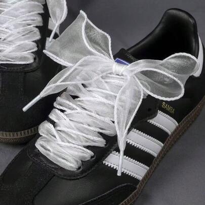 Cordones de satén blanco, cordones de satén de tul de bailarina para mujeres, adecuados para zapatos blancos pequeños