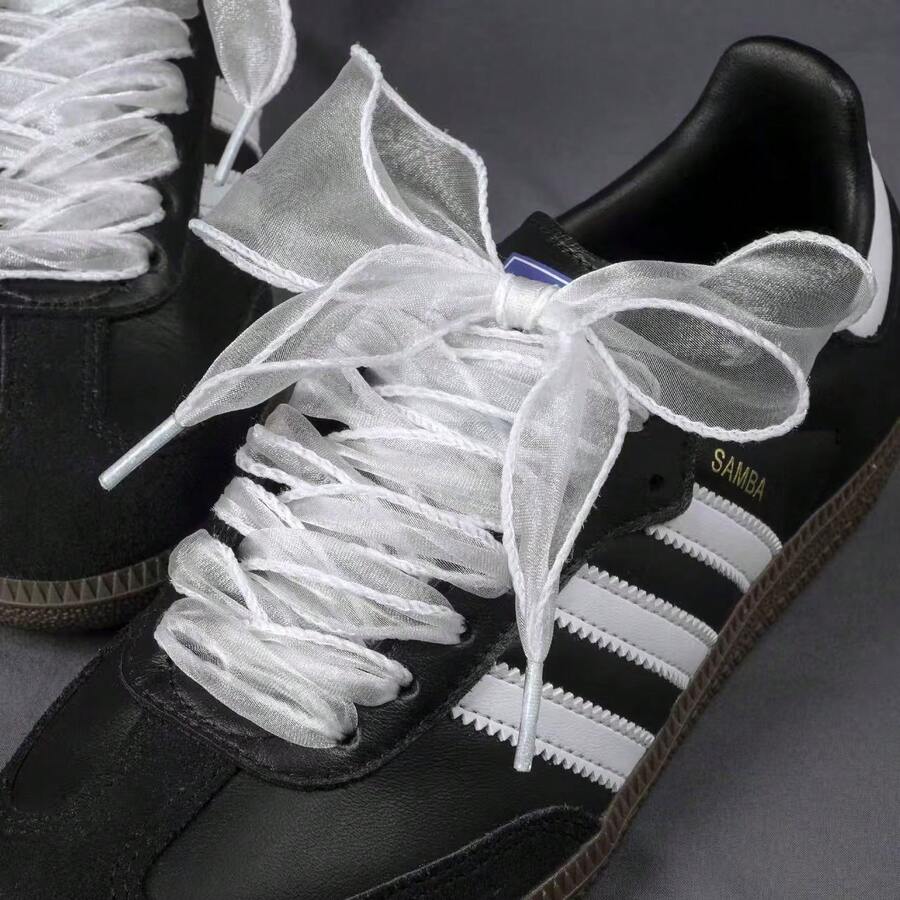 White Satin Ribbon Shoelaces, Ballerina Tulle Satin Shoelaces For Women, Suitable For Small White Shoes - Beige - View 1