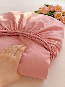 3件套超柔软纯色床笠和枕套，床上用品，轻薄床单，豆沙色床垫罩，深口袋床笠，柔软透气，适用于各种床型 - 单人床、双人床、大号床、特大号床，四季皆宜，房间装饰，可机洗（1件床笠，2件枕套） - 淺豆沙 - 查看 5