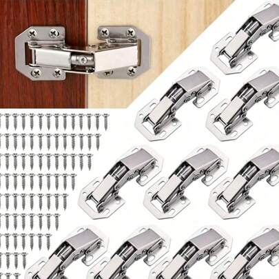 Bản lề tủ âm tường, bản lề tủ gắn nổi, phù hợp với tủ bếp không khung (bao gồm ốc vít), bản lề lò xo âm tường 90 độ, phù hợp với bản lề giảm chấn lò xo cửa tủ, không cần khoét rãnh.