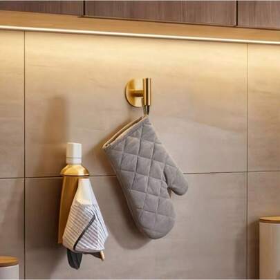 1pc Self-Adhesive Hook, Bathrobe & Towel Rack, Wall Mounted Clothes Hanger, Rust-Resistant 304 Stainless Steel Shower Hook, Suitable For Bathroom Accessories And Kitchen Storage