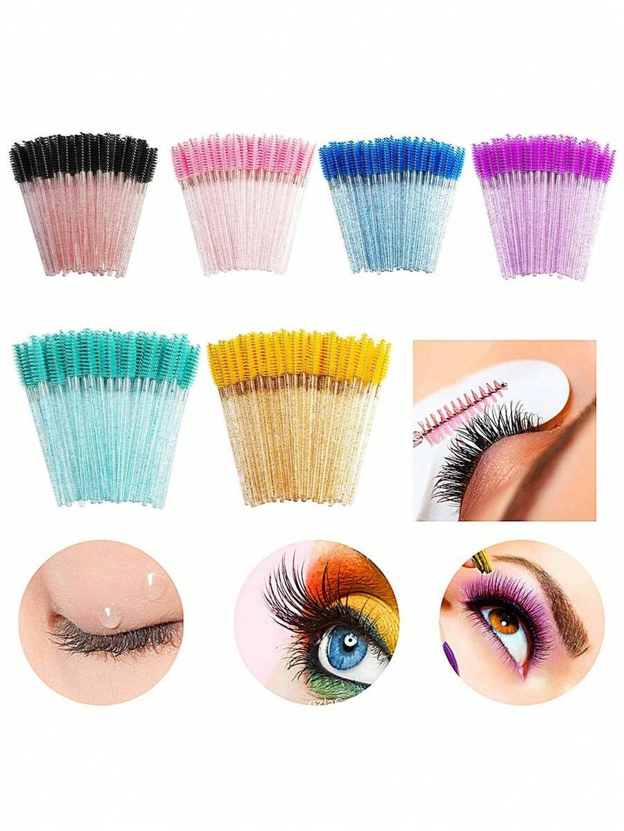 300支/50支/10支装睫毛刷/睫毛膏刷，适用于睫毛嫁接和眉毛 - 彩色 - 查看 1