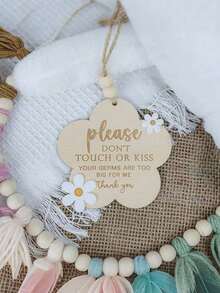Etiqueta para silla de coche de recién nacido, accesorios de viaje para cochecito al aire libre, señal de distanciamiento social, regalo para baby shower de nueva mamá - "Por favor, no tocar, por favor, no besar" - Multicolor - Ver 3