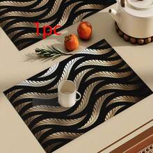 1/2/4/6/8/300pcs Placemat Set, Featuring Floral Patterns, Solid Blue, And Black & White Designs. Made Of 100% Polyester, Size 12*18 Inches. Variety Of Styles Available. Machine Washable Polyester Placemats. Heat Resistant, Stain & Water Resistant, Easy To Clean. Each Design Suitable For Home Dining And Home Decor, Also Can Be Used As Kitchen Supplies And Spring Indoor Decoration. - Multicolor - View 16