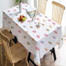 1pc Cute Cartoon Animal Head Print Tablecloth, Fresh Macaron Style, Waterproof & Stain-Resistant, Suitable For Dining Table, Tea Table And Home Decor - Multicolor - View 13