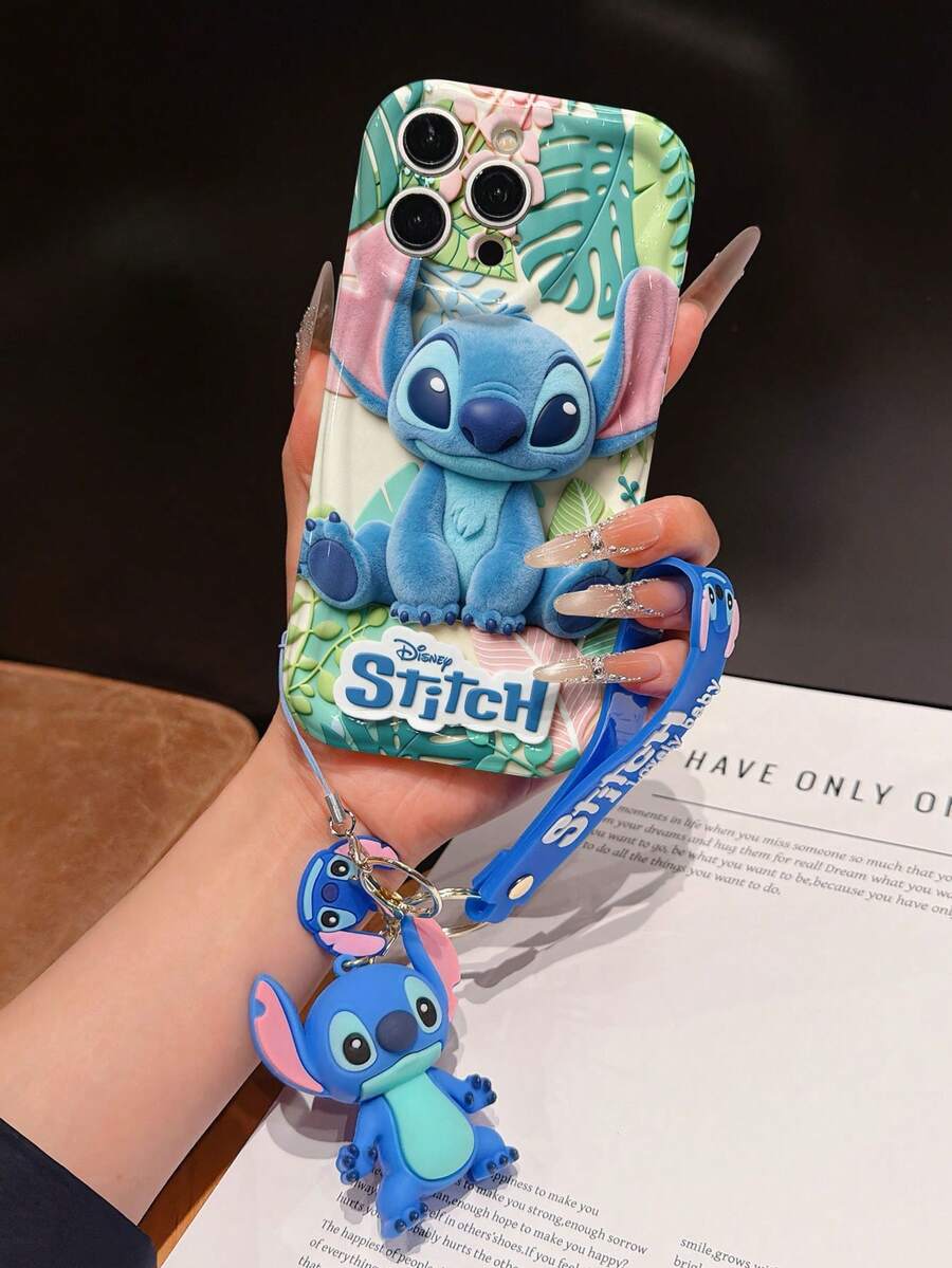 This Disney Stitch Lanyard Phone Case Is Fully Covered In TPU Material. It's Shockproof, Lightweight, And Compatible With IPhone17/16/11/13/15/15 Plus/15 Pro/15 Pro Max/12/14 Pro Max/11 Pro Max/12 Pro/12 Pro Max/13. This Phone Case Makes A Popular Birthday Gift Or Business Gift; It's Durable, Stain- And Fingerprint-Resistant, And Suitable For Both Men And Women. The Set Also Includes A Mickey Mouse Phone Case And A Stitch Plush Bracelet. It's A Perfect Gift For Friends And Family. This Stylish Phone Case Is Fun, Lightweight, And Durable. IPhone17 Pro Max Phone Case, Angel Phone Case. - trắng - Xem 1