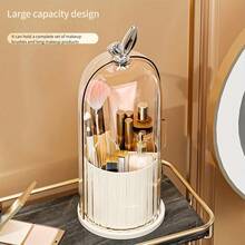 Organizador de maquillaje giratorio con rotación de 360°, a prueba de polvo, acabado pulido, soporte multifuncional de escritorio para bolígrafos, con montaje sobre encimera, hecho de plástico, para dormitorio, baño, oficina, decoración del hogar - Multicolor - Ver 7