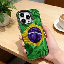 Funda para teléfono con la bandera de Brasil para los modelos 17, 16, 15, 14, 13, 12, 11 Plus, Pro Max, XS, funda de color plateado para 17Air - z2 - Ver 13