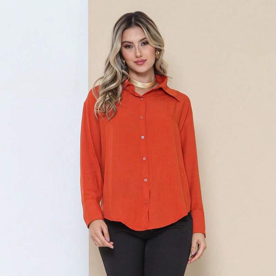 Women Blouses - Burnt Orange - View 1