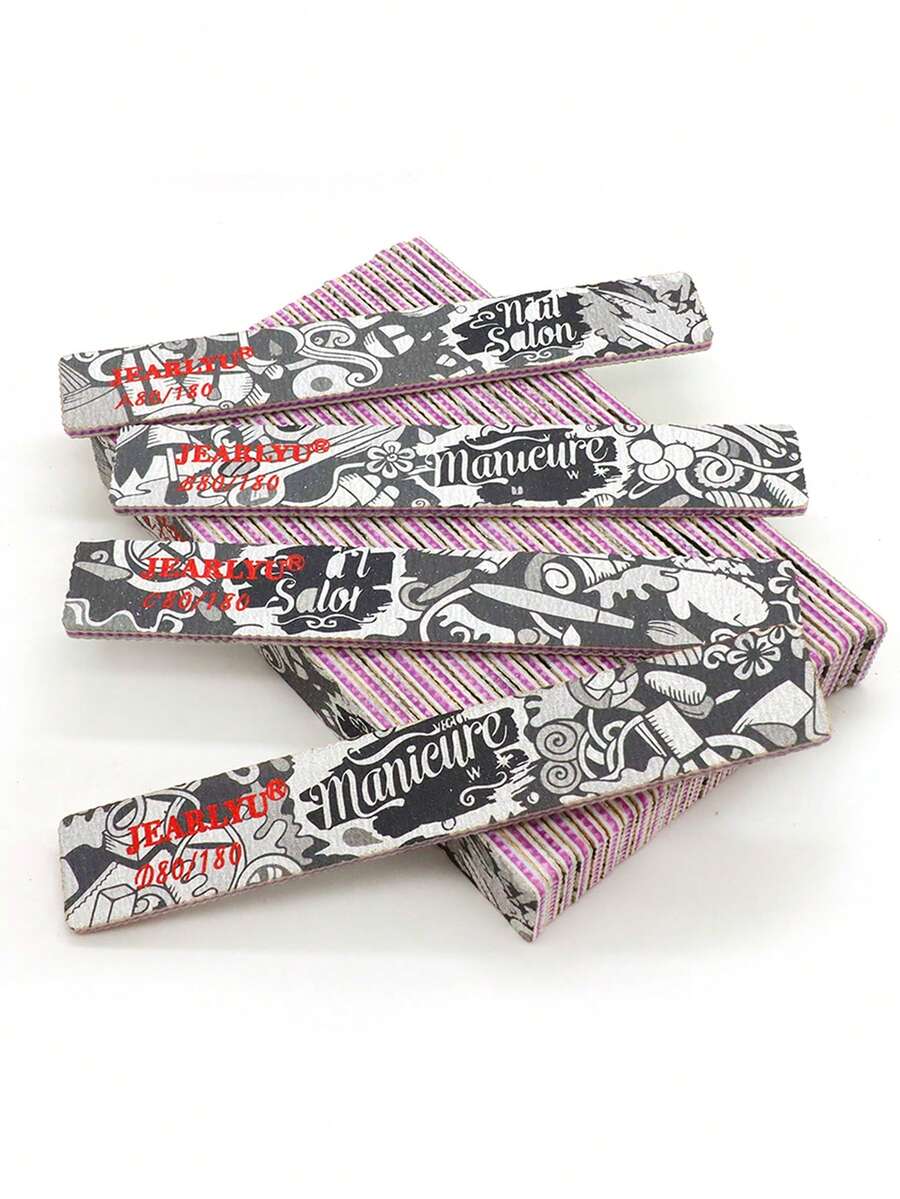 JEARLYU 4/10片装宽砂纸块，高品质指甲锉，薄型砂纸板，可水洗双面指甲抛光块 - 灰色 - 查看 1