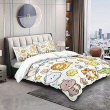 3件套卡通狮子老虎河马床上用品套装，1个被套+2个枕套，适合男孩女孩房间，可爱俏皮风格 - 80041+SJT+C - 查看 4