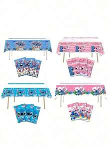 3 chiếc khăn trải bàn sinh nhật Stitch, khăn trải bàn nhựa Stitch dùng một lần, thích hợp sử dụng ngoài trời và trong các bữa tiệc, món quà tuyệt vời nhất cho người hâm mộ Stitch. - Nhiều màu - Xem 7