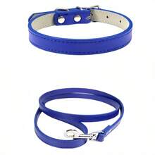 (2 MÓN) Bộ vòng cổ và dây xích cho chó bằng da PU cổ điển, vòng cổ mềm mại có thể điều chỉnh cho chó con với khóa bạc, vòng cổ cho thú cưng dành cho chó nhỏ và vừa, đồ dùng cho thú cưng đi dạo hàng ngày - Nhiều màu - Xem 8