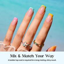 Beetles 224 Pcs 7 Colors Summer Press On Nails, French Tip Nails Short Square Classic Fake Nail Tips, Rainbow Soft Nail Gel False Nails Art DIY For Women - 224Pcs S Square-Summer Fruity Cake French - 查看 4