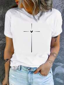 Camiseta de manga corta ClassicDon'Be Angry, ropa casual y linda para mujer, camiseta de verano. - Blanco - Ver 7