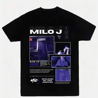 Hecha de algodón suave, esta camiseta de Milo J acompaña tus días: caminar por la calle, juntar con amigos o relajarte en casa. Ponte la, siente la comodidad y lleva su esencia sin forzar, simple y genial para cualquier momento.