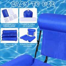 1 pieza Silla inflable de piscina para adultos, hamaca flotante de piscina, sofá flotante de piscina, azul/naranja/verde, adecuado para fiestas de piscina de verano, playa, relajación en el lago - tumbonas acuáticas - Ver 7