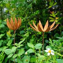 1件复古金属花卉花园插牌，乡村铁艺户外庭院装饰，花卉造型草坪摆件，耐候耐用花园装饰品，户外雕塑，景观装饰，庭院美化，独特铁艺设计 - 生鏽花卉 - 查看 7