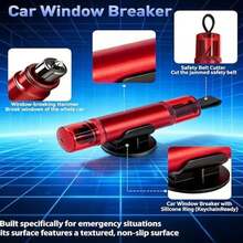 Car Window Breaker & Seatbelt Cutter Tool, 2026 Upgraded Emergency Hammer With  Transparent Lid For Underwater/Sinking Car Escape, 3-Pack Keychain Ty Kit - / - View 6