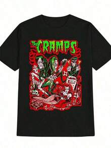 Ropa de hombre; Camisetas de verano; Camiseta casual de cuello redondo para hombre con estampado gráfico 3D de calambres - Diseño divertido y audaz, camiseta de verano de corte regular, rega - Blanco - Ver 5