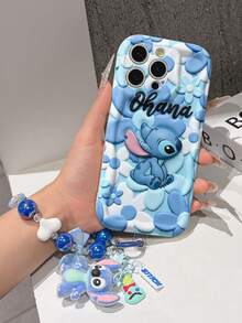 Disney Has Authorized, Phone Case - Chain Set, The Stitch Lilo & Stitch 3D Phone Case Plus A Silicone 3D Stitch Bracelet With Metallic Ring Removable Bracelet, Stitch And Angel Pattern, Compatible With Iphone 17/16/15/14/13/12/11/XS/XR/X Plus Pro Max, A Stylish Cartoon Phone Case, The Perfect Gift Choice, Phone Protection, Durable Phone Cover, Great Gift For Friends And Family - 白色款式B - 查看 5