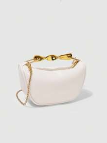 2025 New Unique Design PU Leather Handbag/Shoulder Bag, With Metal Handle, High-End Quality - Beige - View 3