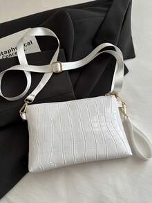 Nueva bolsa de mano de mujer con estampado de cocodrilo para primavera/verano, bolso versátil de hombro/cruzado, bolso cuadrado mini exclusivo y dulce - Blanco - Ver 7