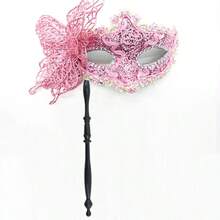 1PC Women's Masquerade Mask With Handle, Half Face Mask For Party, Halloween Floral Mask, Fashion Half Face Mask Prop, Suitable For Party, Celebration, Performance, Various Festivals And Events, Mysterious, Great Gift For Valentine's Day - View 10