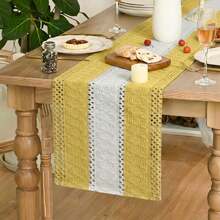 Camino de mesa estilo granja rústico de caramelo, decoración de mesa de cocina y comedor de temporada para decoración de fiesta en el hogar 12 x 72 pulgadas - Amarillo - Ver 4