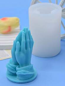 1个新款祈祷之手造型蜡烛硅胶模具，祈祷之手模具，适用于家居装饰、节日摆件、手工DIY香薰蜡烛硅胶模具 - A-白色 - 查看 1