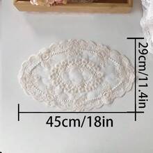 1pc European Style Embroidered Lace Tray Mat, Round Hollow Lace Edge, Suitable For Jewelry Display, Vintage Dining Mat - Multicolor - View 7
