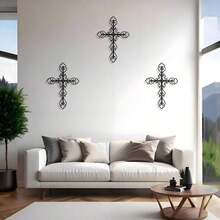 1/3pcs Set Modern Cross Line Design Metal Wall Decor, Contemporary Art Style Indoor Decoration Symbol, Hanging Bathroom Decor, Wall Mounted Iron Art Ornament, For Home Decoration - XL - Xem 6