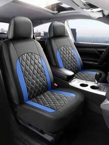 Universal Car Seat Covers - 2 Front Or 5 Full Set, PU Leather Diamond Quilted - Non-Slip Backing, Easy Installation - Fits Sedans, SUVs And Pickups - Interior Protection Kit, Car Interior Accessories (Black) - A - View 10